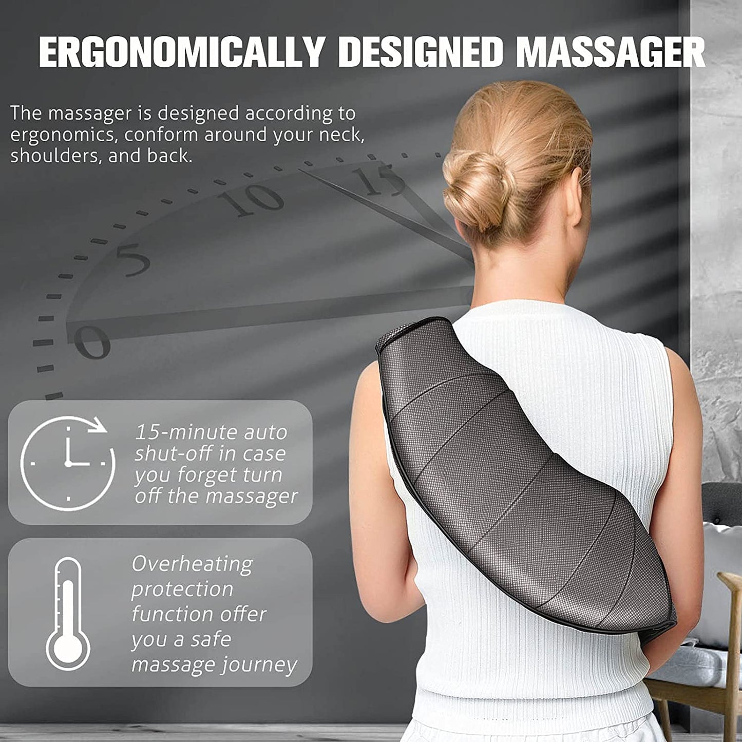 Neck Massager with Heat Gifts for Women, Men, Dad, Mom, Family, Friend, Mothers Day, Fathers Day, Christmas, Shiatsu Kneading Back Massager for Shoulder, Pain Relief, Muscle Soreness