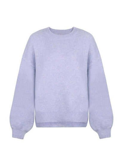 Women'S Drop Shoulder Split Hem Sweater, Chic Casual Long Sleeve round Neck Jumper, Women'S Knitwear Top for Fall & Winter, Crewneck Sweaters for Women, Tops for Women, Womenswear