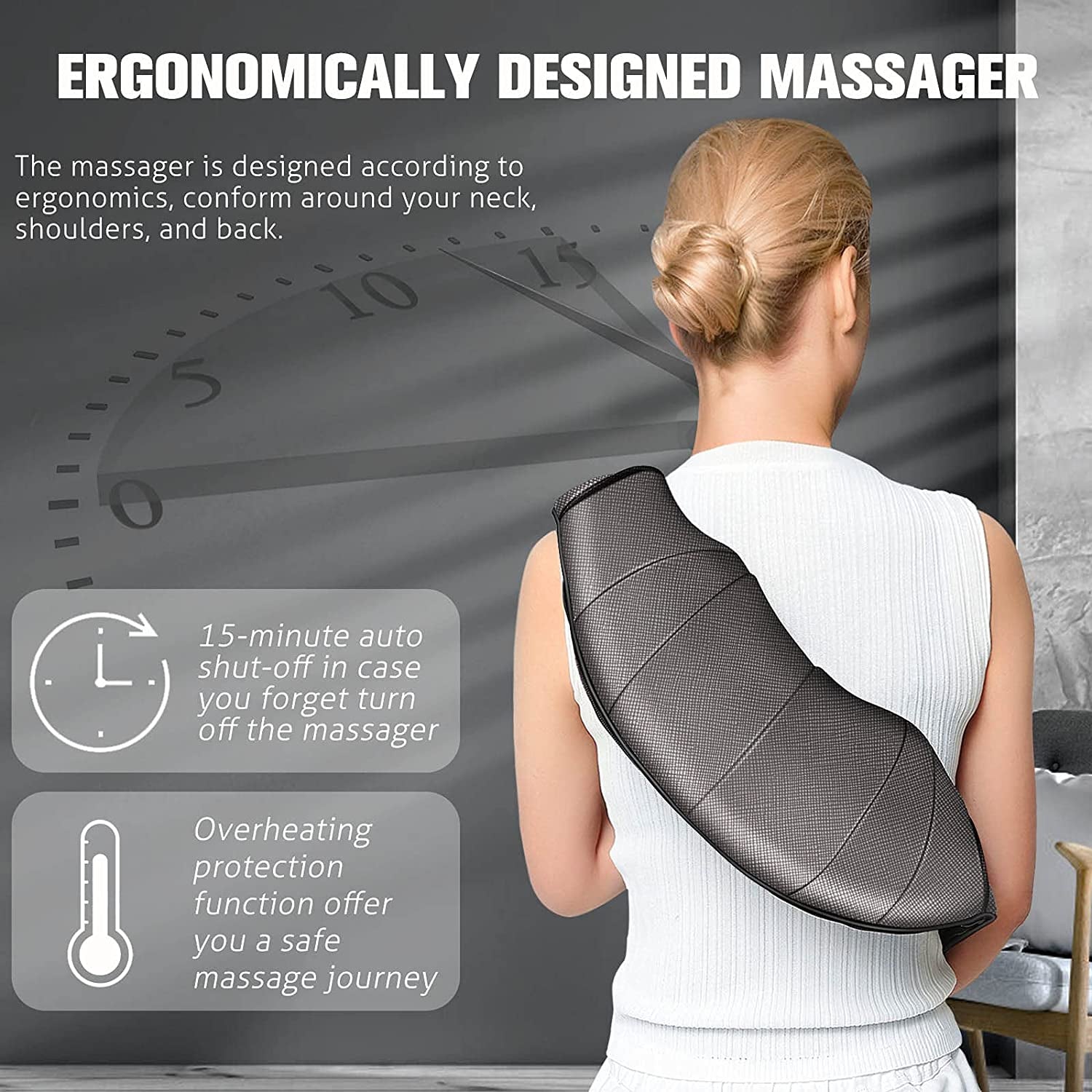 Neck Massager with Heat Gifts for Women, Men, Dad, Mom, Family, Friend, Mothers Day, Fathers Day, Christmas, Shiatsu Kneading Back Massager for Shoulder, Pain Relief, Muscle Soreness